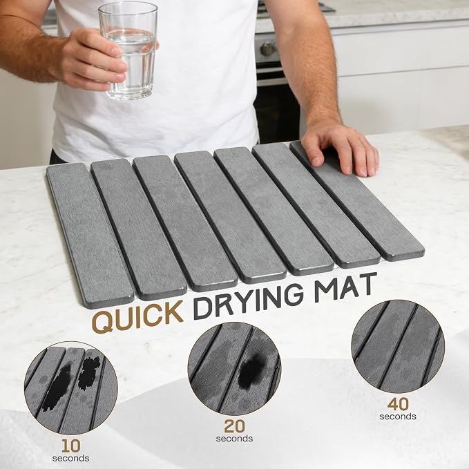 Stone Drying Mat, HQAUT Quick Dry Dish Drying Mat - Image 4