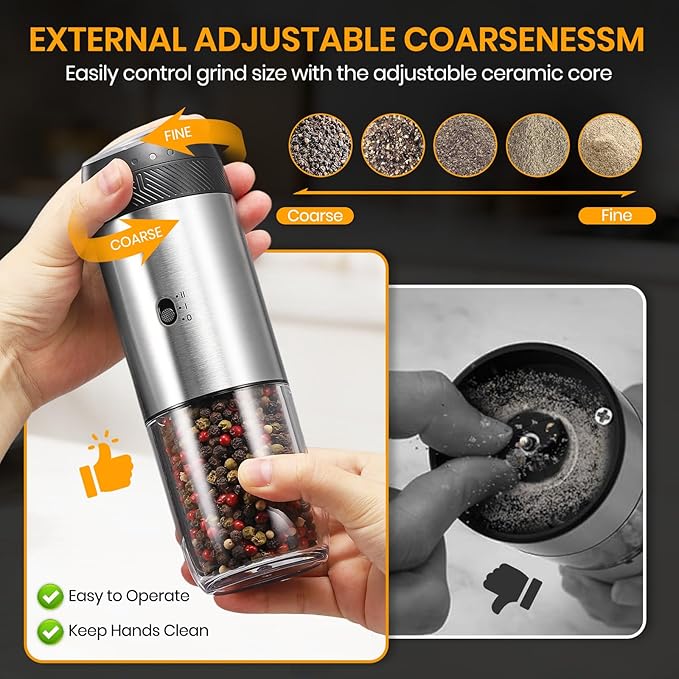 Rechargeable Gravity Electric Salt Grinder Set - Image 5