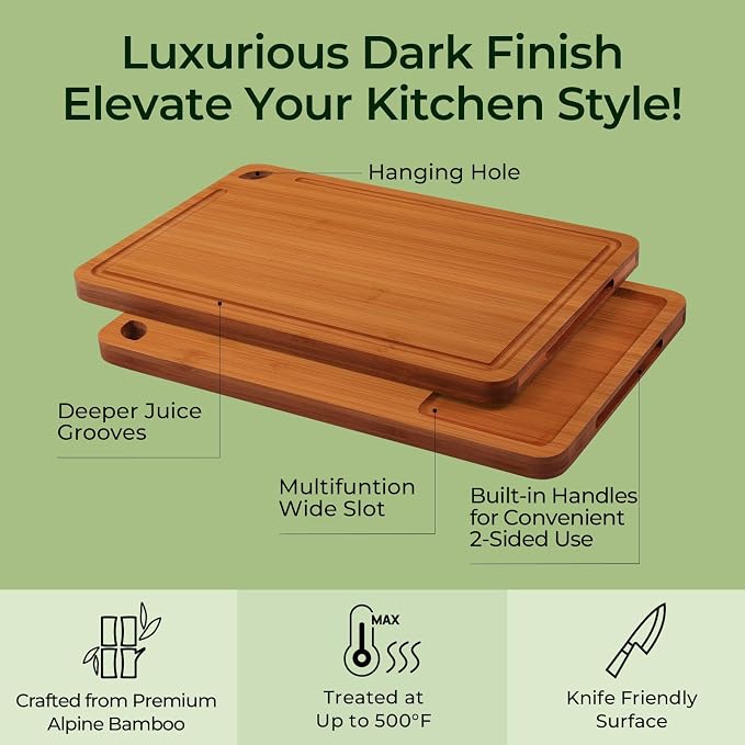 Keechee Bamboo Cutting Board, Durable Wood Cutting Boards - Image 5