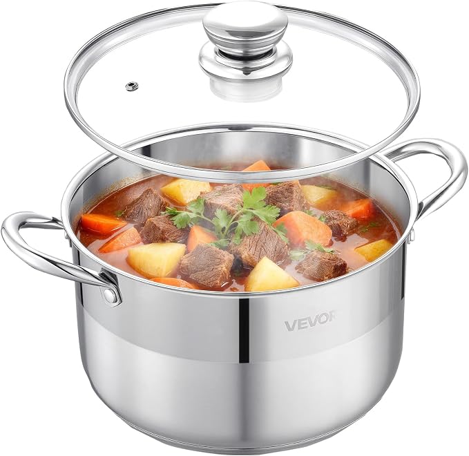VEVOR Stainless Steel Stock Pot, 8QT Stainless Steel Stockpot by VEVOR
