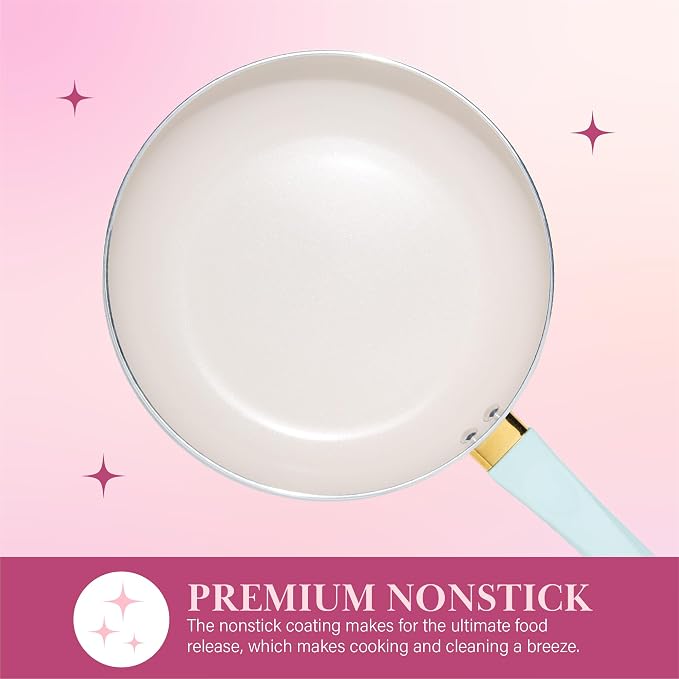 Paris Hilton Epic Nonstick Pots and Pans Set, Tempered Glass Lids, Soft Touch - Image 4