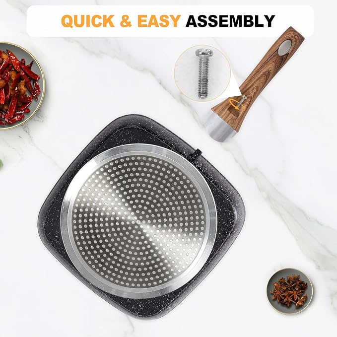 NEWBULIG 3-Piece Nonstick Grill Pan Set, Square Griddle Pans - Image 6
