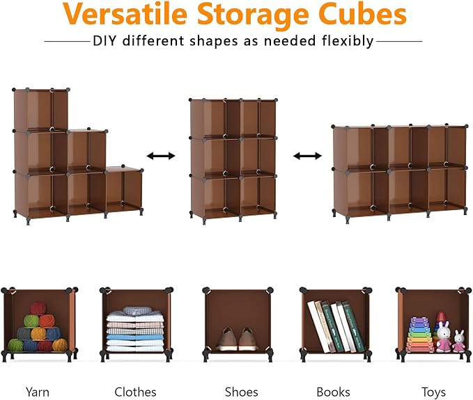 AWTATOS Cube Storage Organizer, Storage Cubes Shelves Bookshelf, 6 Cube Closet - Image 6