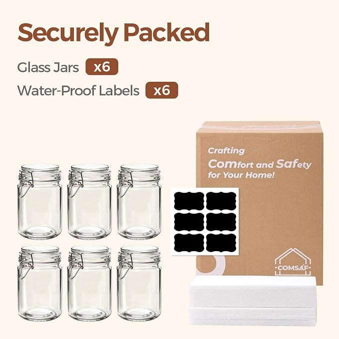 ComSaf 6-Pack 25oz Straight Sided Glass Jars - Image 8