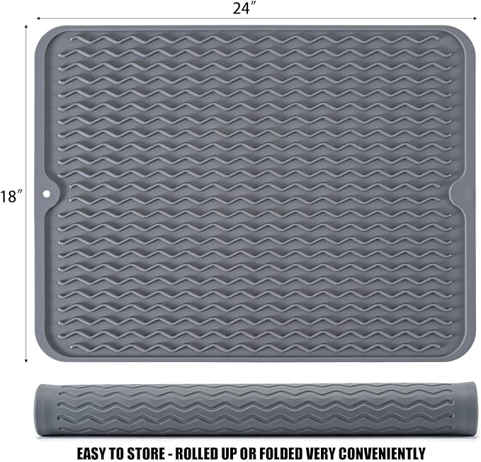 Large 24" x 18" Silicone Dish Drying Mat - Image 2