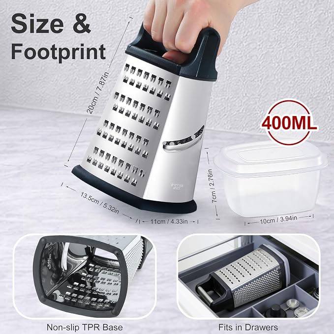 Ourokhome Cheese Grater, Handheld Box Grater - Image 2