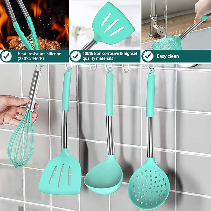 Silicone Cooking Utensil Set, Umite Chef 15pcs Silicone Cooking Kitchen - Image 6