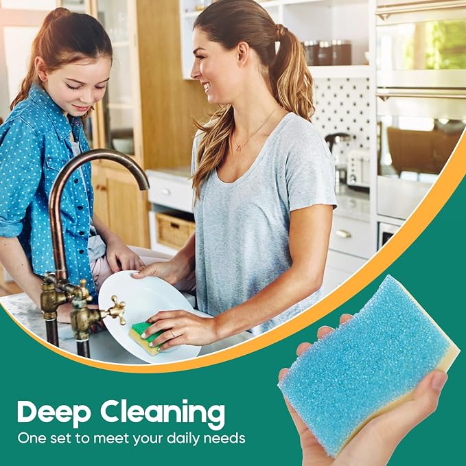 LAUNDRYLUX Scrub Sponge, 4 Pack Dual-Sided Temperature-Responsive Scrubber - Image 6