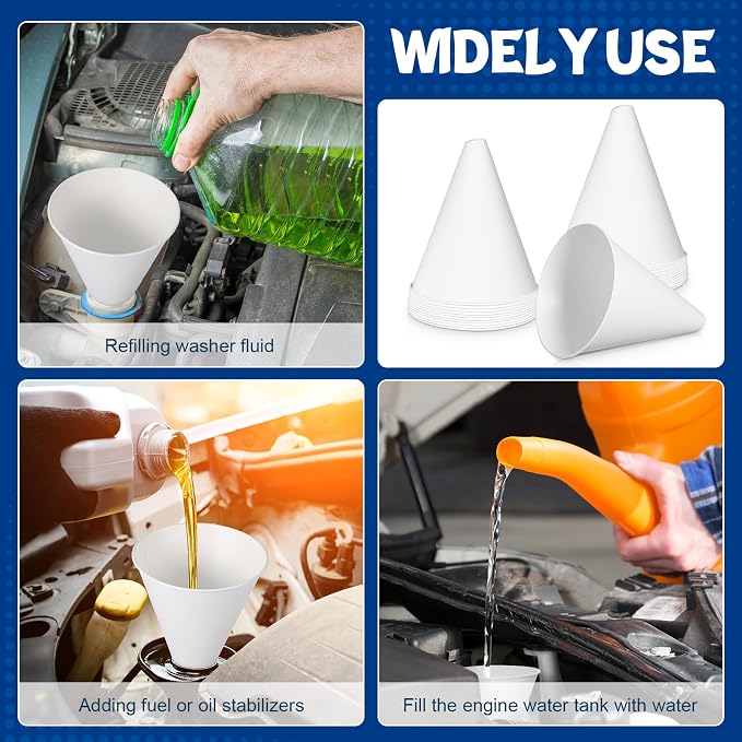 SiliFine 25 Pcs Paper Funnels for Motor Oil 6 oz Disposable Engine Oil Funnel - Image 5