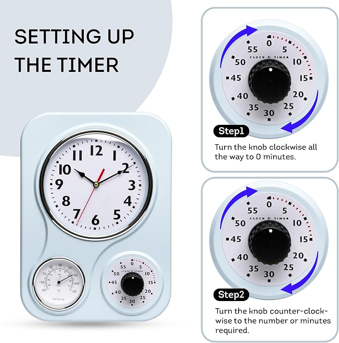 Lily's Home - 9.5 Inch x 12.5 Inch - Retro Kitchen Wall Clock, Vintage Wall - Image 3