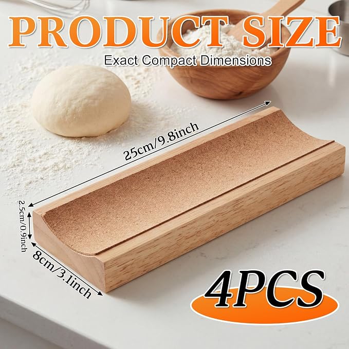 Sawysine 4 Pcs Wood Rolling Pin Holder Rolling Pin Stand Pizza Roller Holder - Image 2