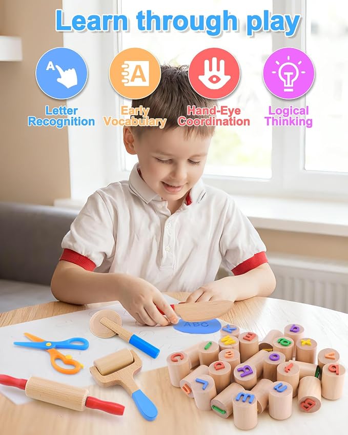 Wooden Dough Tools Kit for Kids, Dough Accessories - Image 7