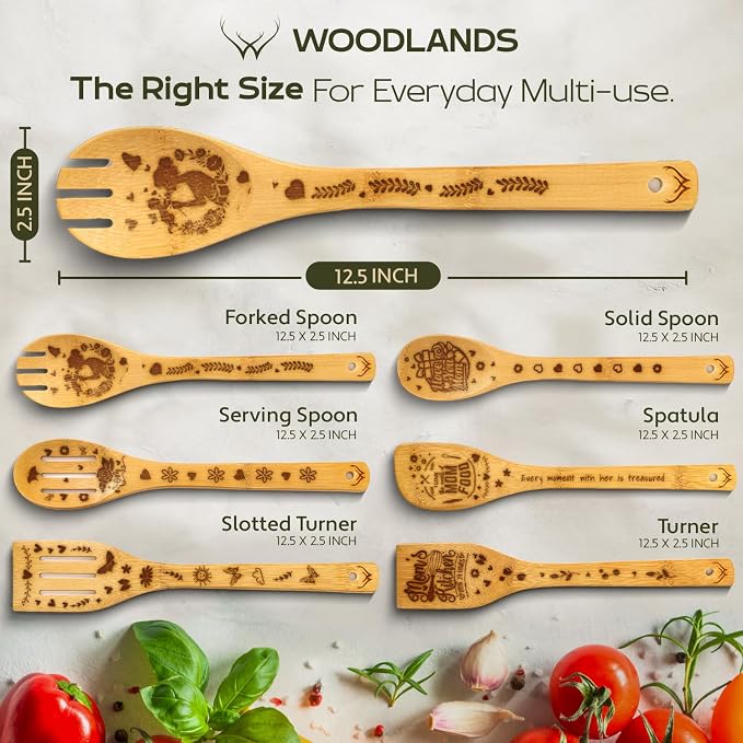 Cooking Gifts For Mom Wooden Spoons for Cooking 6-Piece - Image 4