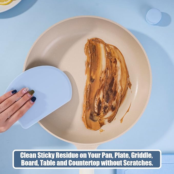 Silicone Dough Scraper with Stainless Steel Sheet, Curved Edge Flexible Bowl - Image 6