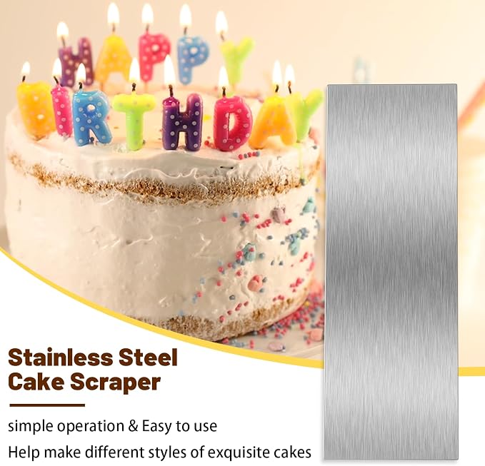 8.7 Inche Stainless Steel Cake Scraper，Double Sided Patterned Edge Stripe Edge - Image 5