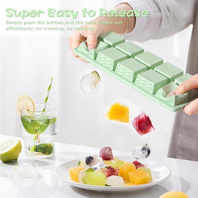 Doasuwish Ice Cube Trays with Lid, 3 Pack 10 Cubes 2 Tbsp. Silicone Ice Cube - Image 4
