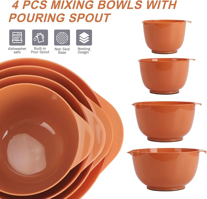 BoxedHome Nesting Plastic Mixing Bowl Set, 4 Piece Mixing Bowl Set - Image 2