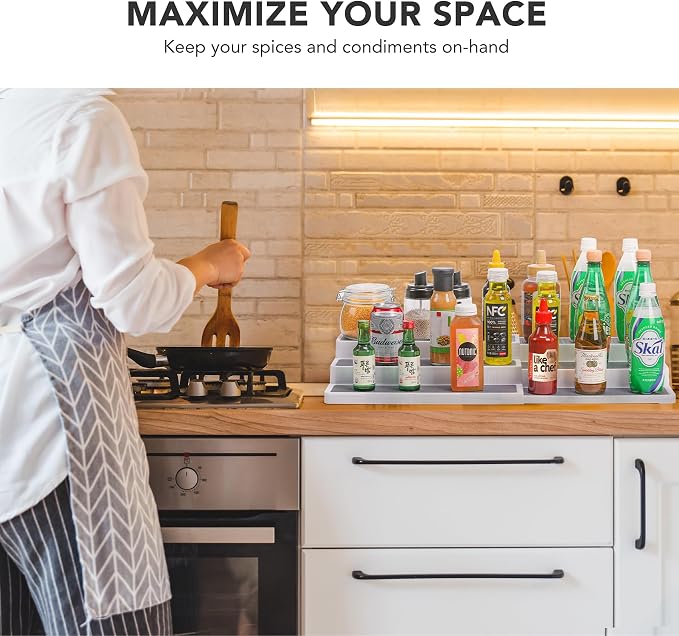 CiWiVOKi 3 Tier Expandable Spice Rack Organizer, Plastic Spice Rack, Adjustable - Image 4