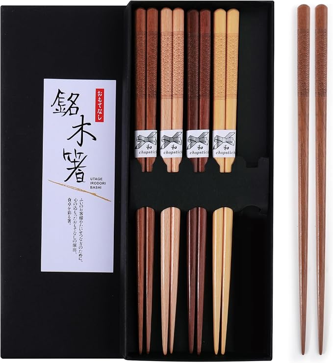 Reusable Chopsticks，GLAMFIELDS Japanese Natural Wooden 5 Pairs Hand-Carved - Image 7