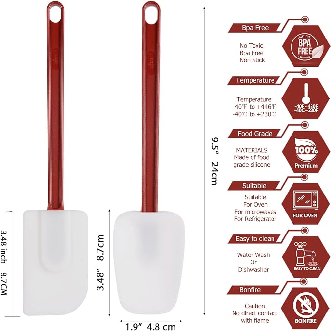 Silicone Rubber Spatula Set of 3, High Heat, Commercial - Image 2