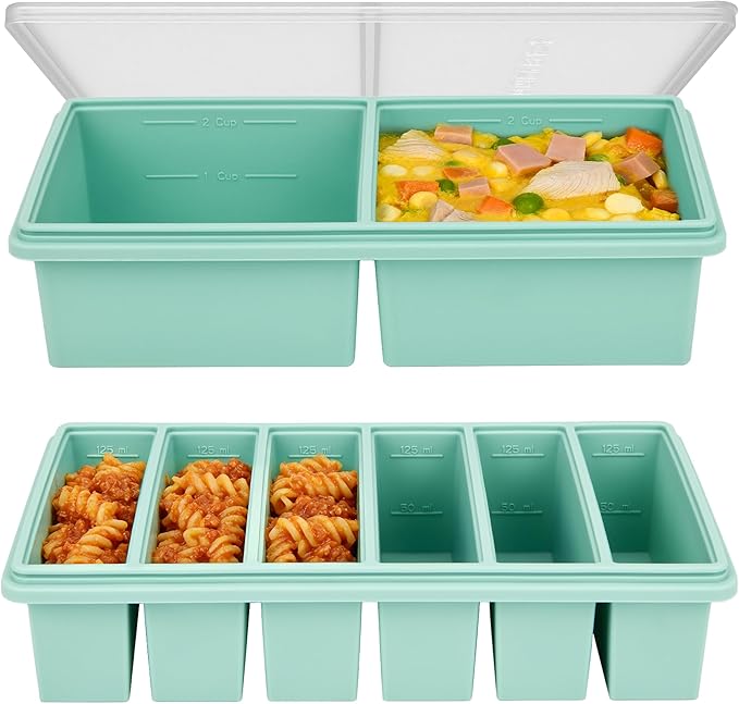 Silicone Freezer Trays with Lids, 2 Cup & 1/2 Cup Combo, Soup Container Style by Unknown