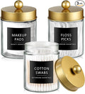 SheeChung Qtip Dispenser Holder 3pcs, Glass Apothecary Jars by SheeChung