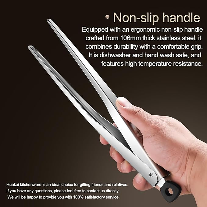 Locking Stainless Steel Kitchen Tongs, 12-inch Grill Tongs, Heat-Resistant up - Image 6