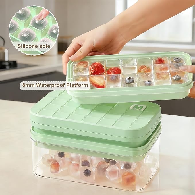 Silicone Ice Cube Trays with Lid and Bin - Image 2