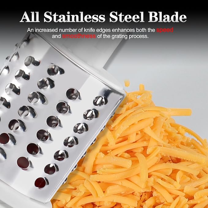 Ourokhome Rotary Cheese Grater Hand Crank, Kitchen Shredder Speed Mandolin - Image 2