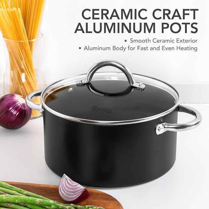 MICHELANGELO Stock Pot with Lid, Nonstick Cooking Pot, 6 Quart Soup Pot with Lid - Image 3