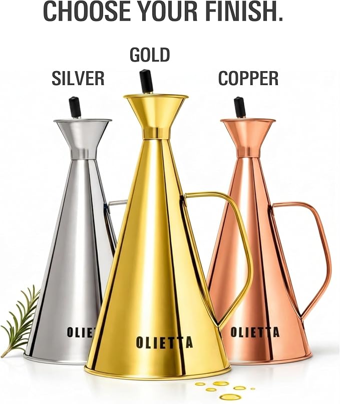 Olive Oil Dispenser Bottle Olietta Stainless Steel Non Drip Leak Proof No Mess - Image 7