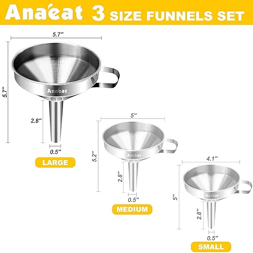 Anaeat Stainless Steel Kitchen Funnel, Oils & 1 Pc Cleaning Brush - Image 6