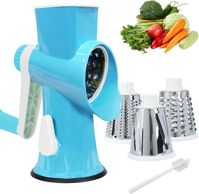 Rotary Cheese Grater with Handle-Versatile Cheese Grater Non-Slip Suction Base by Unknown