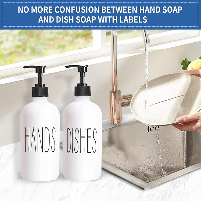 COHOSEGE 16 Oz Glass Soap Dispenser Set 2 Pack - Image 6