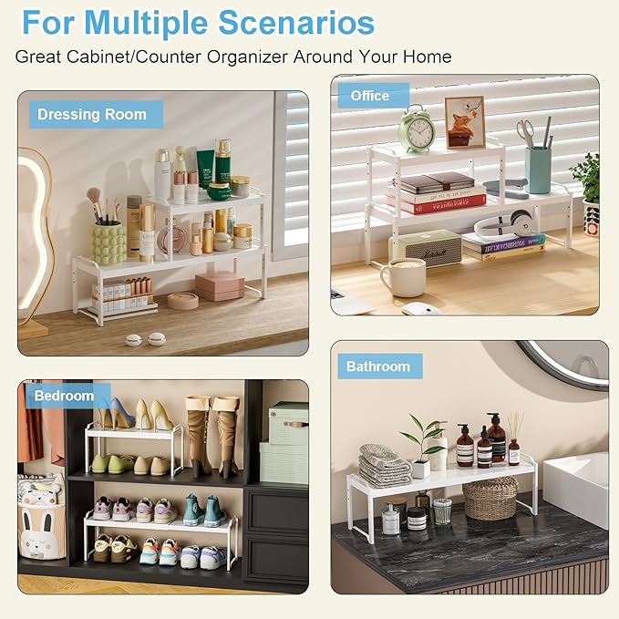 4 Pack Kitchen Cabinet Shelves Organizers, Kitchen Counter Storage Shelf Spice - Image 8