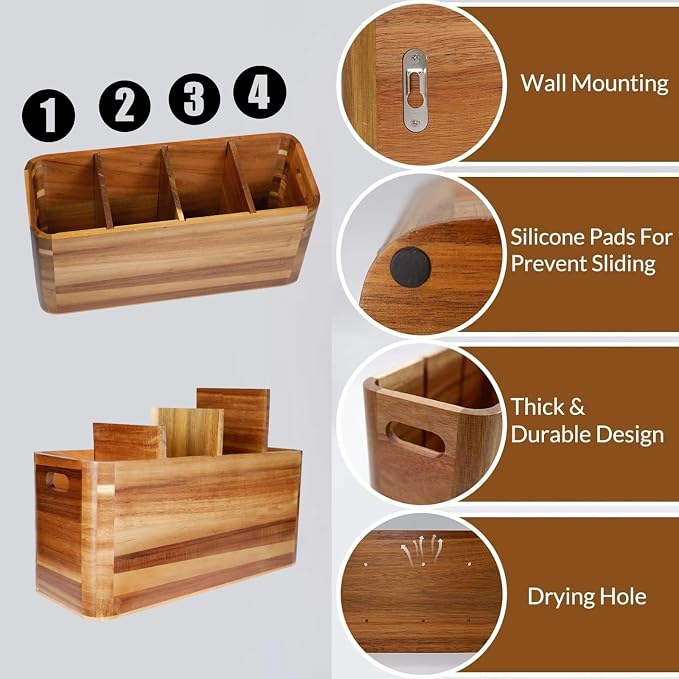 Wooden Kitchen Utensil Holder Organizer - Image 4