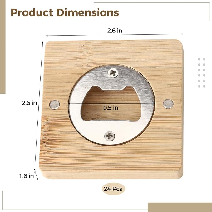 24Pcs Bamboo Bottle Opener, 2.6 x 0.5" Wooden Bottle Openers Blanks Bulk - Image 5