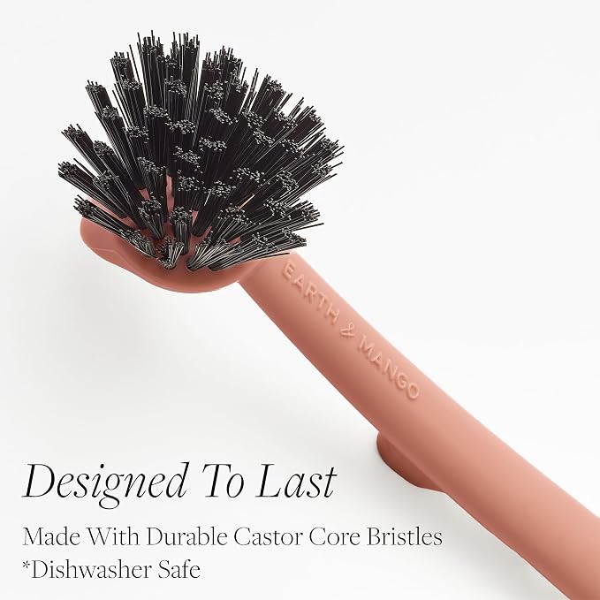 Earth & Mango Magnetic Dish Brush & Scraper, Snaps to Sink, Non-Scratch - Image 5