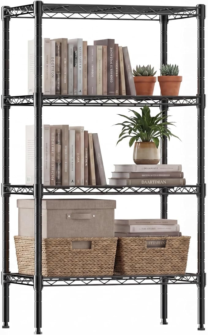 DUMOS 4-Tier Metal Wire Storage Shelves, Adjustable Standing Storage Rack Shelf by DumosLifestyle