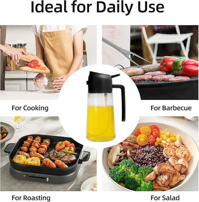 Aovdy Oil Sprayer for Cooking 16oz, 2 in 1 Olive Oil Dispenser and Oil Sprayer - Image 2