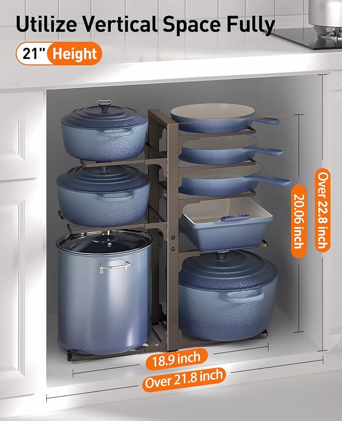 ORDORA Pots and Pans Organizer under Cabinet, 20.8" Height Heavy Duty 120LBS - Image 2