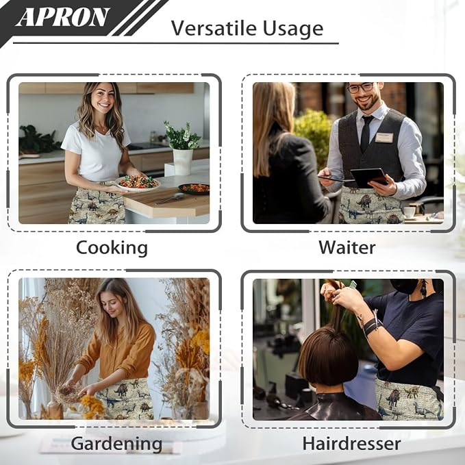 Server Apron with 3 Pockets, Waterproof Oil Waitress Waiter Half Apron - Image 5