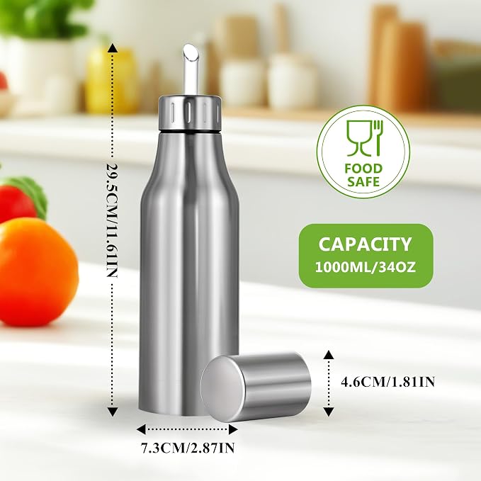 Stainless Steel Oil Dispenser Bottle - 1000ML Leak-Proof Oil Container - Image 3