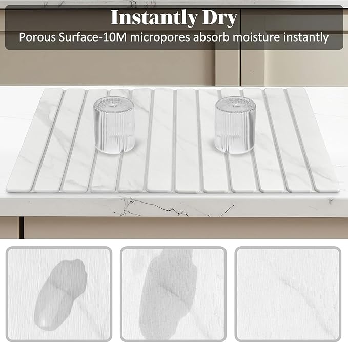 Large Stone Dish Drying Mats for Kitchen Counter, Fast Drying Collapsible Dish - Image 4