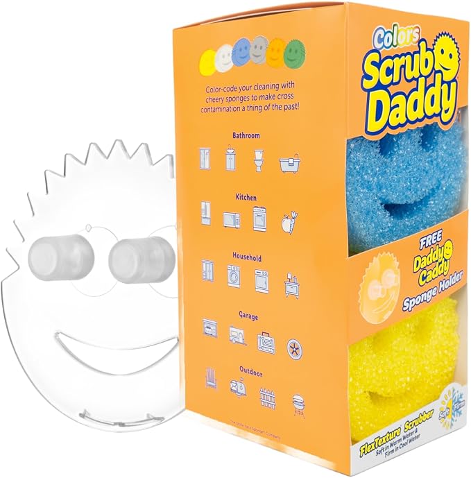 Scrub Daddy 6 Kitchen Sponges & 1 Daddy Caddy Dish Sponge Holder by ScrubDaddy