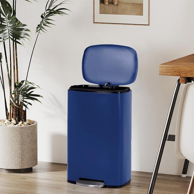 FDW | 13 Gallon Trash Can with Lid | Deep Blue | Fingerprint-Proof | Made of - Image 2