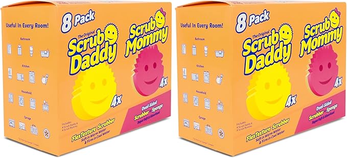 Scrub Daddy 4 Scrub Daddy Sponges & 4 Scrub Mommy Kitchen Sponges by ScrubDaddy