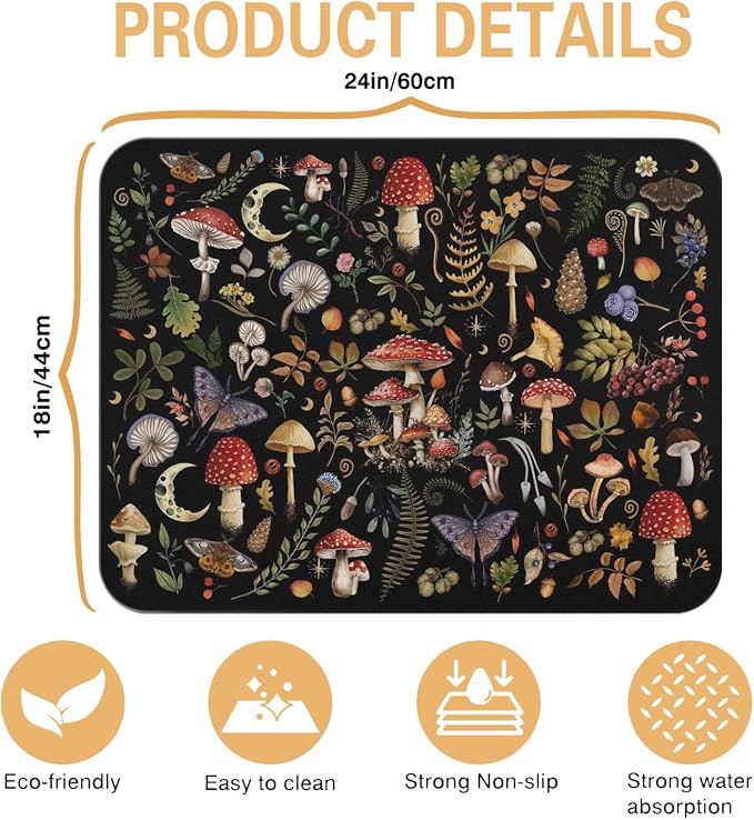 Kitchen Countertop Dish Drying Mat, Super Absorbent Coffee Bar Mat - Image 5
