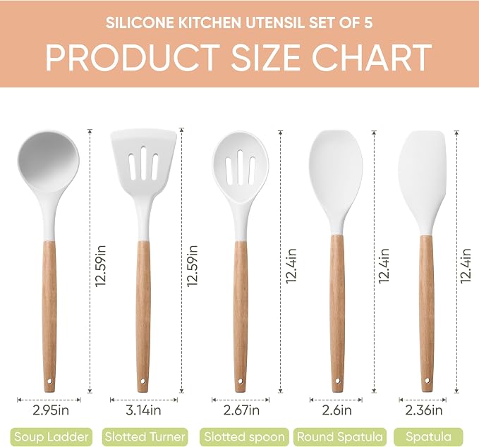Herogo 5-Piece Cooking Utensils Set, Silicone Kitchen Utensils Set - Image 2
