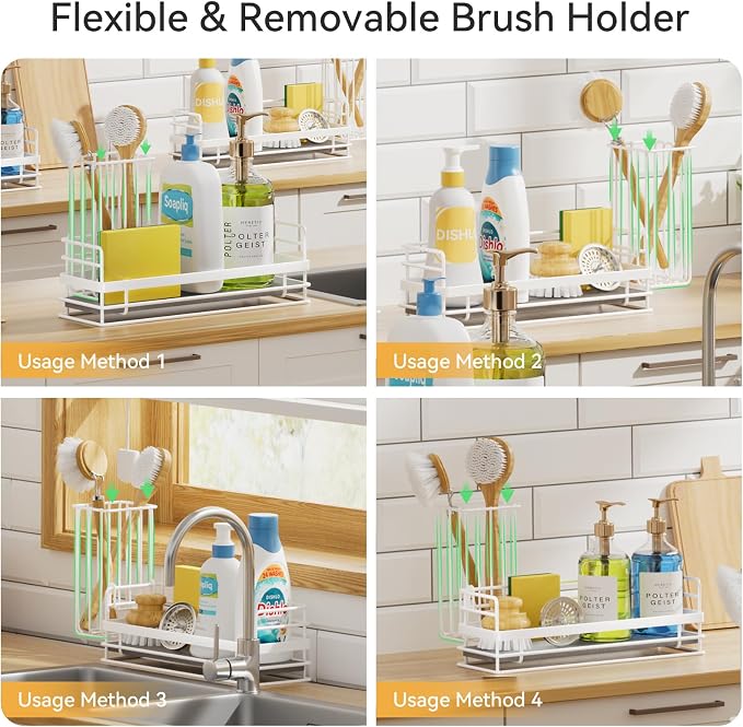 Yofidra Sink Caddy with Stone Drying Tray: Stainless Steel Soap Dispenser - Image 3